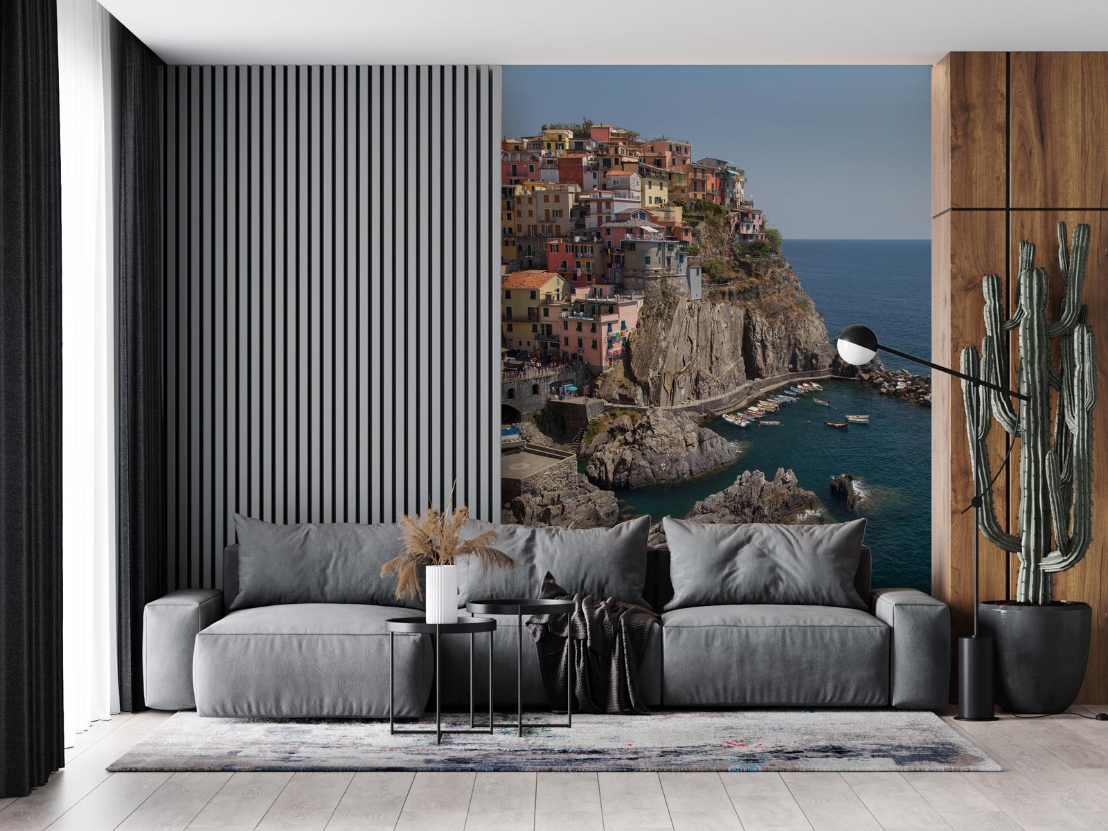 Fototapeta włoskie miasteczko nad zatoką, klify Parku Narodowego Cinque Terre, 300x260cm