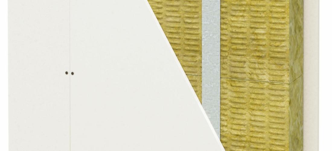 Ściana działowa na poddaszu na rysunku widoczne są w kolejności od zewnątrz płyta gipsowo-kartonowa, profile aluminiowe i płyty z wełny mineralnej