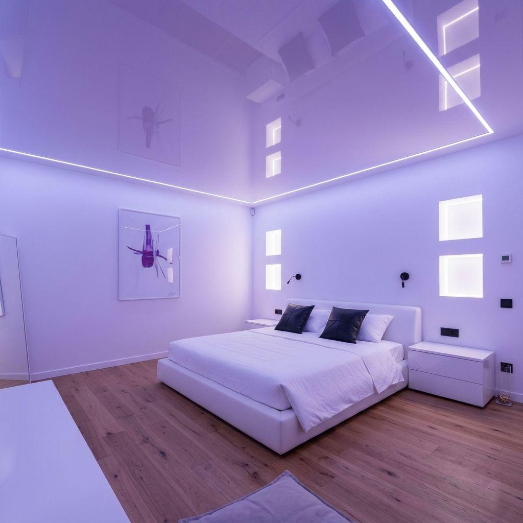 Aranżacja sypialni z sufitem napinanym | Wrocław House