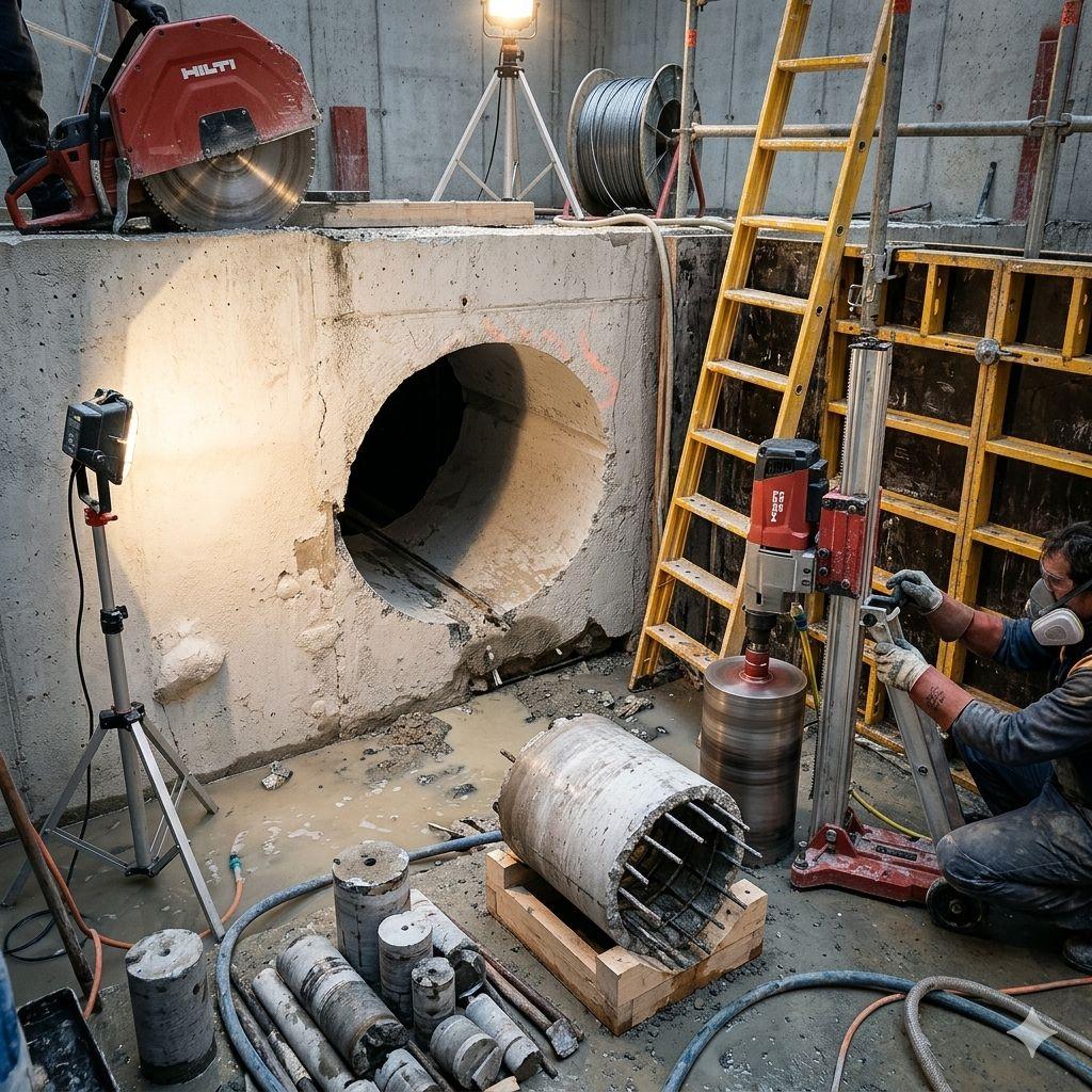 Wiercenie diamentowe znajduje zastosowanie w wielu dziedzinach budownictwa i przemysłu