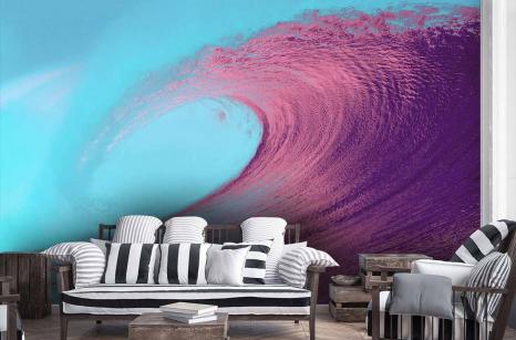Fototapety 3D do salonu / Fototapeta przestrzenna fala na oceanie w fiolecie
